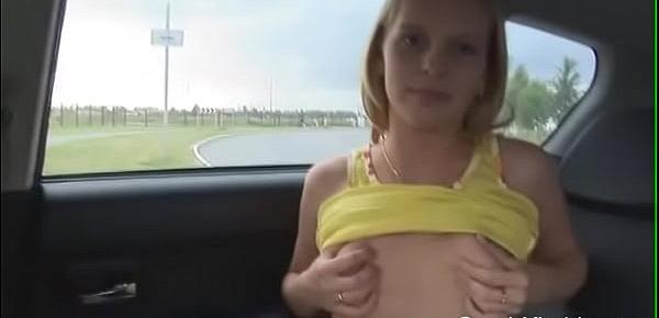  Sarah Kimble is naked and masturbating in a car in public!